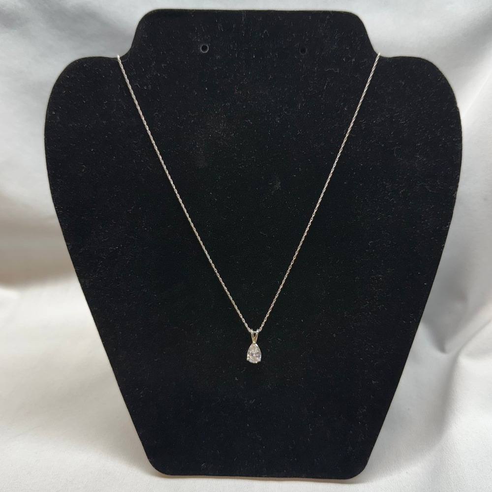Unbranded Pendant Necklace Women OS Silver Good Pear Cut CZ 925 Sterling